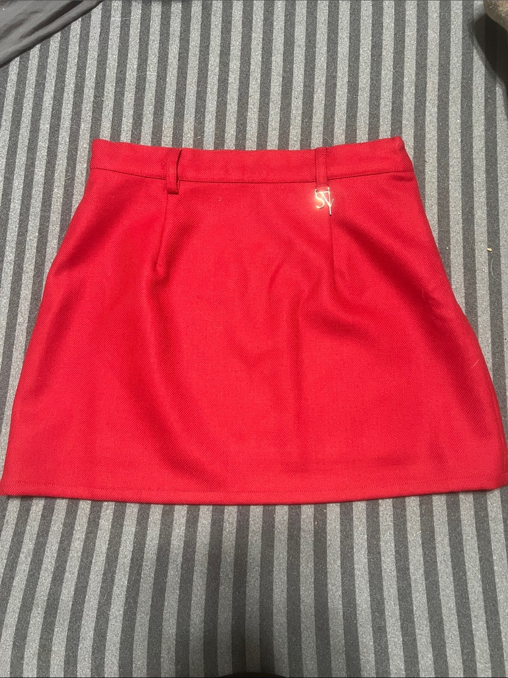 Vibrant Red Mini Skirt with Subtle Hardware